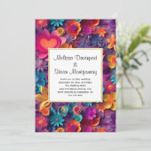 カラフル春の花パター結婚ン 招待状 (スタンド正面)