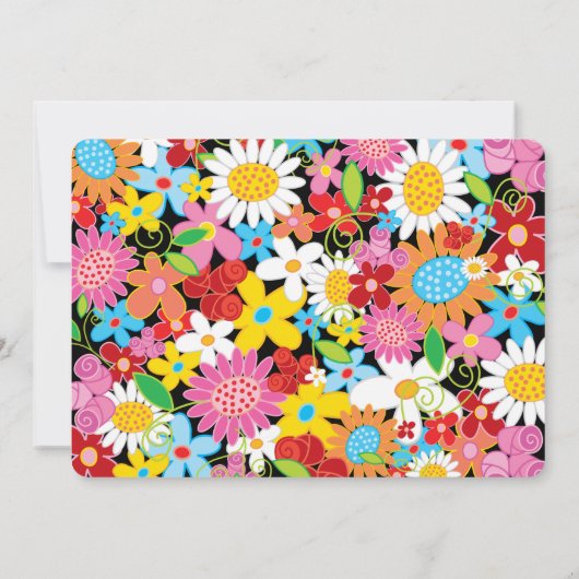 カラフル春の花フォトガール10誕生日 招待状 (裏面)