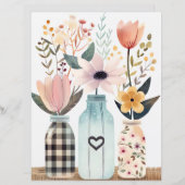 カラフル春の花メイスンジャーのスクラップブック紙 (正面/裏面)