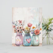 カラフル春の花メイスンジャーのスクラップブック紙 (スタンド正面)