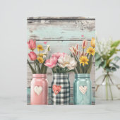 カラフル春の花メイスンジャーのスクラップブック紙 (スタンド正面)