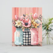 カラフル春の花メイスンジャーのスクラップブック紙 (スタンド正面)