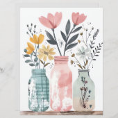 カラフル春の花メイスンジャーのスクラップブック紙 (正面/裏面)