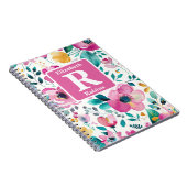 カラフル春の花モノグラパーソナライズされたム ノートブック (右側)