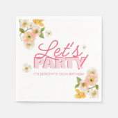 カラフル春の花レタリング100番目の誕生日 スタンダードカクテルナプキン (正面)