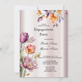 カラフル春の花婚約招待状 招待状