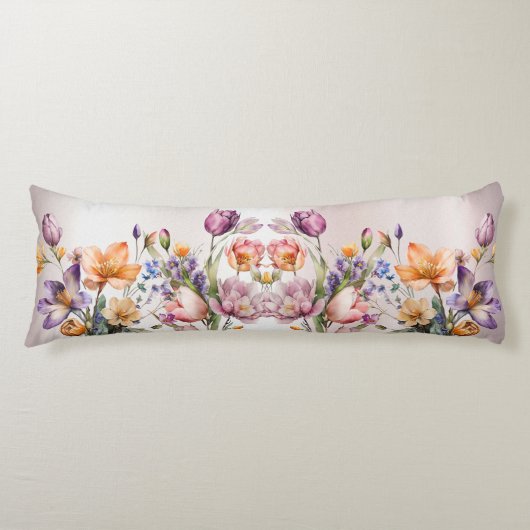 カラフル春の花抱き枕 ボディピロー (正面)