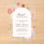 カラフル春の花書道ブライダルシャワー アクリル招待状 (正面)