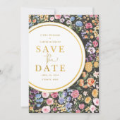 カラフル春の花結婚式の日付の保存 案内状 (正面)