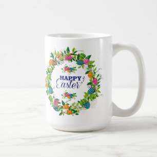 カラフル春の花&エッグスイースターデザイン コーヒーマグカップ