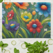カラフル春の花 キッチンタオル (折り畳み)