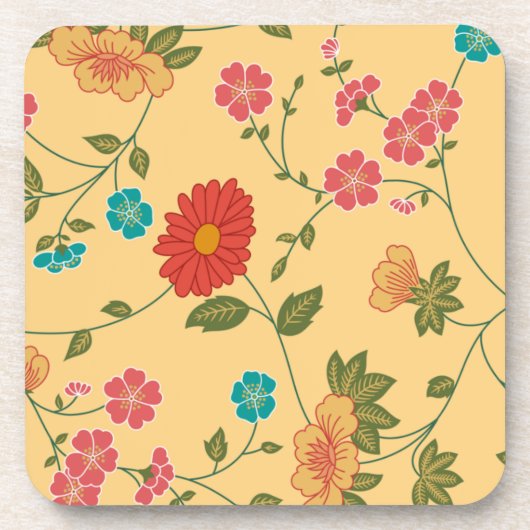 カラフル春の花 コースター (正面)