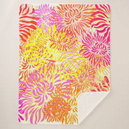 カラフル春の花 シェルパブランケット