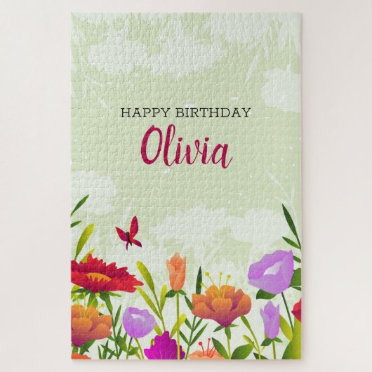 カラフル春の花 ジグソーパズル (縦)