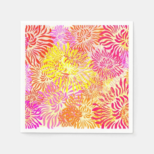 カラフル春の花 スタンダードカクテルナプキン (正面)
