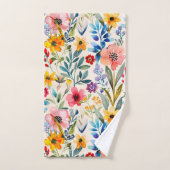 カラフル春の花 バスタオルセット (ハンドタオル)