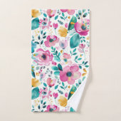 カラフル春の花 バスタオルセット (ハンドタオル)