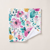 カラフル春の花 バスタオルセット (ウォッシュタオル)