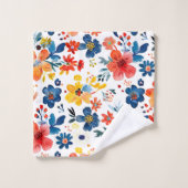 カラフル春の花 バスタオルセット (ウォッシュタオル)