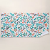 カラフル春の花 ビーチタオル (正面)