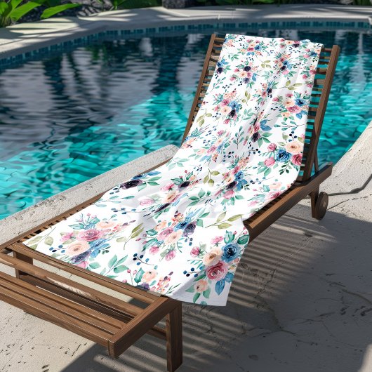 カラフル春の花 ビーチタオル