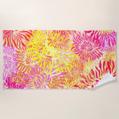 カラフル春の花 ビーチタオル (正面)