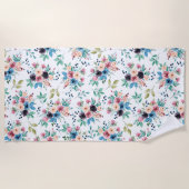 カラフル春の花 ビーチタオル (正面)
