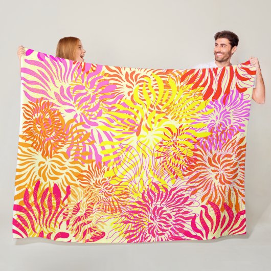 カラフル春の花 フリースブランケット (インサイチュ)