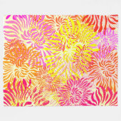 カラフル春の花 フリースブランケット (正面(横))