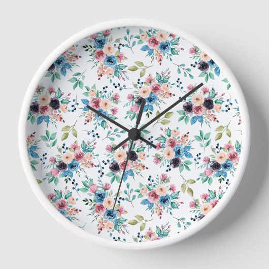 カラフル春の花 壁時計 (正面)