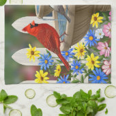 カラフル春ガーデンバードバス キッチンタオル (折り畳み)