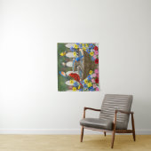 カラフル春ガーデンバードバス タペストリー (インサイチュ)