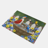カラフル春ガーデンバードバス ドアマット (アングル)