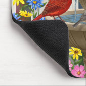 カラフル春ガーデンバードバス マウスパッド (コーナー)