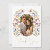 カラフル春ガーデン花結婚の写真 サンキューカード (正面)