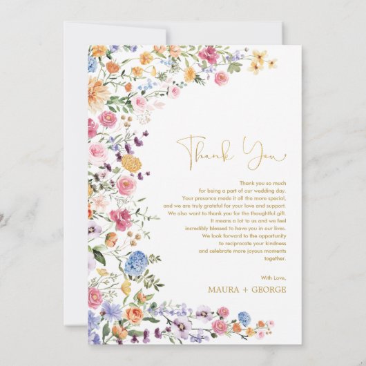 カラフル春ガーデン花結婚の写真 サンキューカード (裏面)