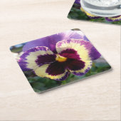 カラフル春パンシー スクエアペーパーコースター (アングル)