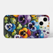 カラフル春パンジーと宝石 iPhoneケース (裏面横)