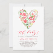 カラフル春フローラハートクラスター赤ちゃんシャワー 招待状 (正面)