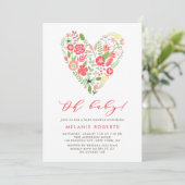カラフル春フローラハートクラスター赤ちゃんシャワー 招待状 (スタンド正面)