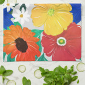 カラフル春フローラハ絵を描ンドガーリーデザイン キッチンタオル (折り畳み)