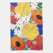 カラフル春フローラハ絵を描ンドガーリーデザイン キッチンタオル (縦)