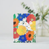 カラフル春フローラハ絵を描ンドガーリーデザイン シーズンポストカード (スタンド正面)
