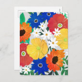 カラフル春フローラハ絵を描ンドガーリーデザイン シーズンポストカード (正面/裏面)