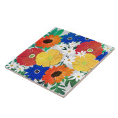 カラフル春フローラハ絵を描ンドガーリーデザイン タイル (側面)