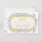 カラフル春フローラワイルドフラワー庭園の結婚式 出欠カード (正面)