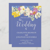カラフル春フローラ結婚ブーケ 招待状 (正面/裏面)