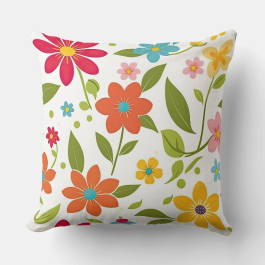 カラフル春フローラ クッション (正面)