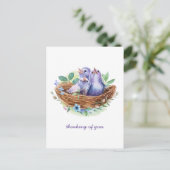 カラフル春ベビー鳥がネストに考える巣く ポストカード (スタンド正面)