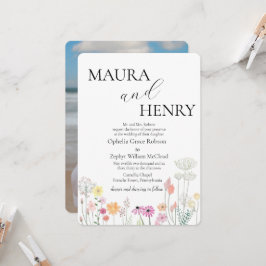 カラフル春ワイルドフラワーの結婚写真 招待状